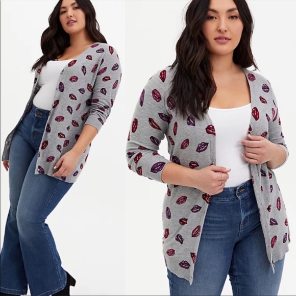 torrid Sweaters - Torrid lip cardigan grey